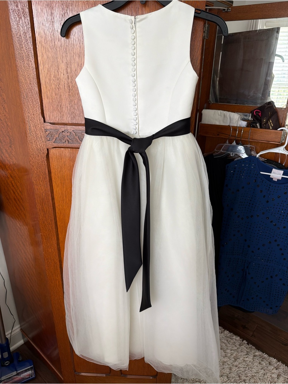 Ivory Satin and Tulle Junior Bridesmaid Dress - Picture 2 of 5